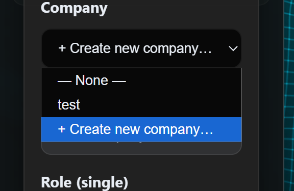 Company dropdown